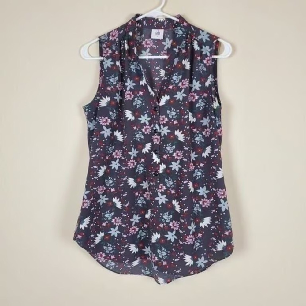 CAbi Multicolor Floral Sleeveless Blouse